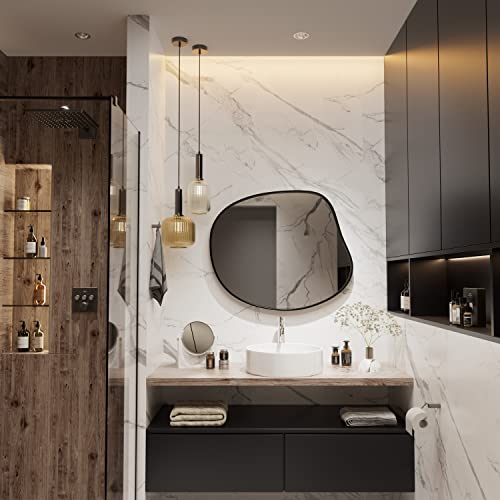 Yamazakura Irregular Wall Mirror 32X27, Wall Framed Mirror For Bathroom Bedroom Entryway Decorative Wall Mirror Anti-Rust(Horizontal/Vertical) #TOP4