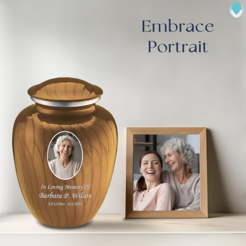 Image of Geturns - Adult Cremation Urns for Human Ashes I Large Photo Funeral Urn for Men and Women I 200 lbs (Pearl Gold)