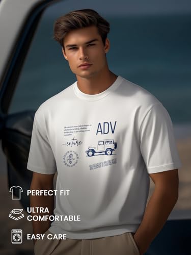 Image of Nobero 100% Cotton T Shirts for Men Stylish | Regular Fit | Graphic Printed T Shirts for Men 180 GSM Combed Cotton | Round Neck Half Sleeve
