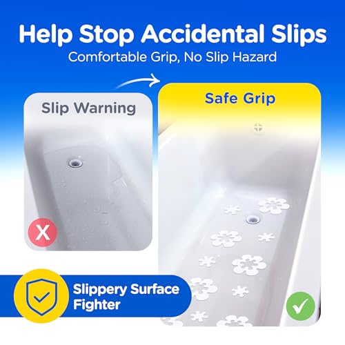 COMPAC HOME Safe-T-Shapes Anti-Slip Bathroom Decals - 7 Large White Daisies with Removable Inner Daisies (14 Total), Flexible Non-Slip Tub & Shower Safety, Decorative Design - image 3