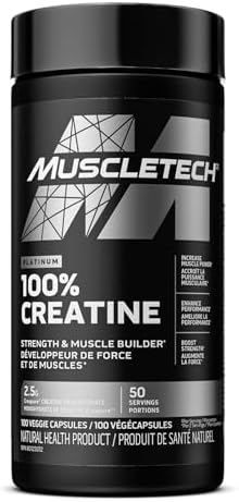 MuscleTech Platinum 100% Creatine | MuscleTech | Creapure | Muscle + Strength Builder for Men & Women | Workout Recovery Supplement | 100 Vegan Capsules | 50 Servings