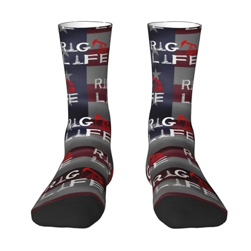 Oil Rig Life Oilfield Worker Oil Driller Drilling Adult Polyester Crew Socks Breathable Moisture-Wicking Athletic Running Gym9