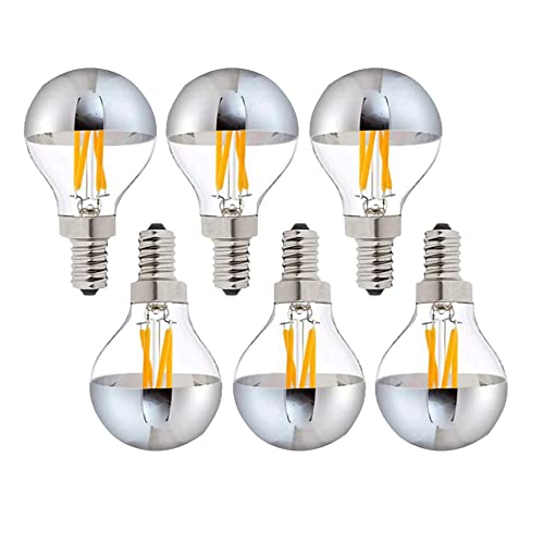 KY LEE LED電球6W 100v LED 電球LED シャンデリア電球 6W エジソン LED電球 E14ベース G45 半分クローム 小型電球 シャンデリア電球 2700K 電球色 6パック