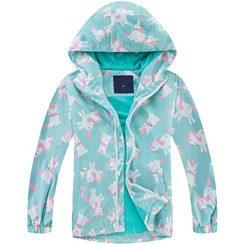 Girls Rain Jackets Waterproof Lightweight Hooded Cotton Kids Outdoor Raincoats Breathable Windbreakers 4-5 Years