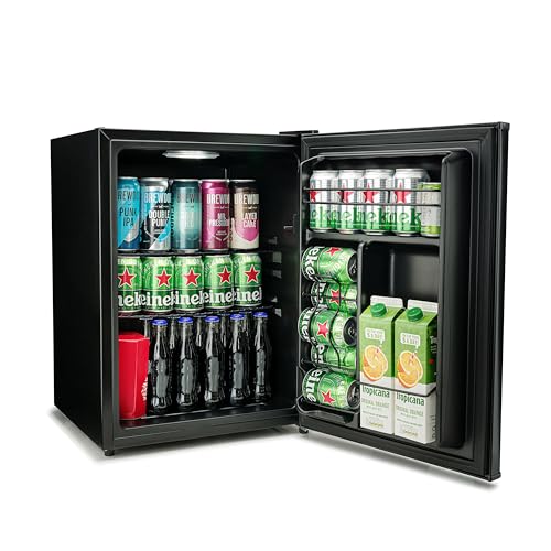 Subcold Cave60 LED Solid Door Drinks Fridge for Wine & Beer | Mini Chiller with Can Dispenser | 54 Cans (Black)