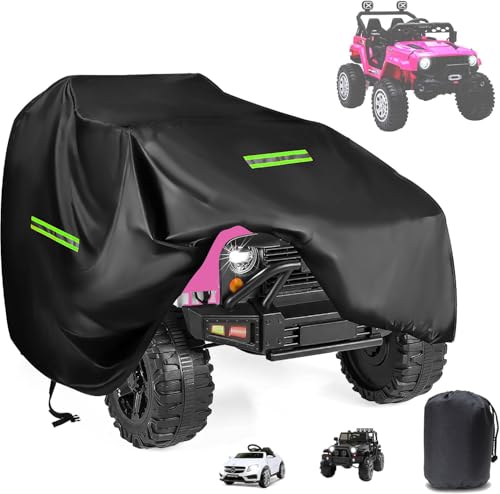 Kids Car Cover 600D Heavy Duty Universal Outdoor Covers for Kids Electric Vehicle? Power Wheels Jeep & Toddler Electric Vehicles Waterproof,Anti-UV,with 4 Reflective Strips,Windproof Buckles