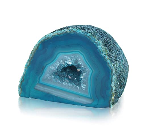 Serafino Genuine Brazilian Agate Geode Healing Crystal Mineral Blue Green Purple Pink Agate Crystals...