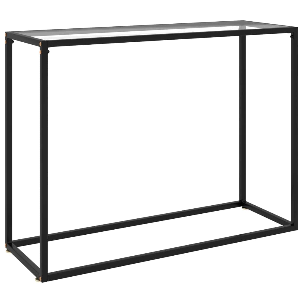Konsola przezroczysta 100 x 35 x 75 cm, szkło hartowane, nowoczesny stolik pomocniczy z hartowanego szkła, wytrzymała rama stalowa, łatwy montaż, eleganckie wzornictwo do salonu, przedpokoju