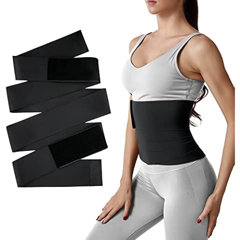 Bakerdani Waist Trimmer Belt For Women, Invisible Wrap Waist Trainer Tape, Snatch Me Up Wrap Bandage, Tummy Sweat Wraps, Black, 3m/9.8 ft. long Cover