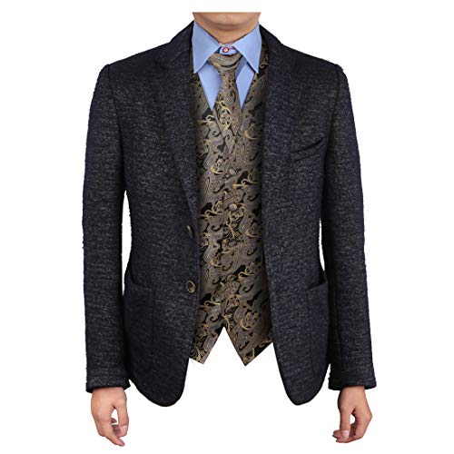 Epoint Men's Fashion Paisley Microfiber Dress Tuxedo Vest Neck Tie Set3