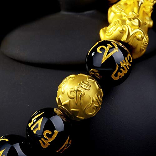 Carshier 8Pcs Feng Shui Good Luck Bracelets For Men Women Obsidian Bead Chinese Dragon Lucky Charm Pixiu Pi Yao Attract Wealth Money Mantra Amulet Jewelry Adjustable Elastic #TOP7