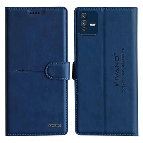 Image of KIVANO PROFESSIONAL SERIES Wallet Case for Vivo V23 Pro 5G| LUXURIOUS DESIGN | HANDCRAFTED UNIQUE | PREMIUM | PU Leather Flip Cover | Card Slots | Kickstand | Protective Case | Magnetic Closure - Dark Blue