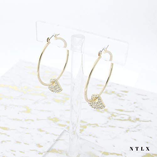 Hoop Earrings for Women – Drop Dangle Earring with Crystal Heart Charm – 14K Gold Plated – Modern & Simple – with Gift Box included4