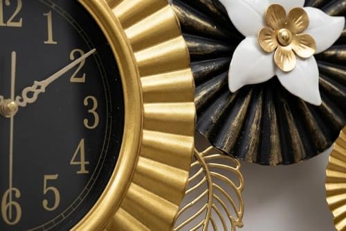 Image of Large Decorative Wall Clock for Living Room,Metal & Home Decor Silent Non Ticking Lightweight Clocks for Bedroom, Study, Office Decorations (MO-12)