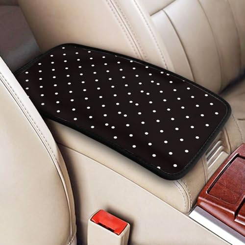 DORKEIXIA Polkadot Polka Dot Black and White Auto Center Console Armrest Pad Universal Car Center Console Cover Seat Box Cover for Sedan, Van, SUV, Truck Car Accessorie