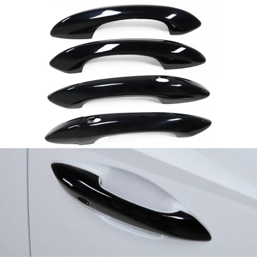 Exterior Door Handle Cover Compatible for Hyundai Tucson 2022 2023 Accessories Handle Protector Compatible for Hyundai Tucson 2022 2023 with Smart Key Holes (Glossy Black)
