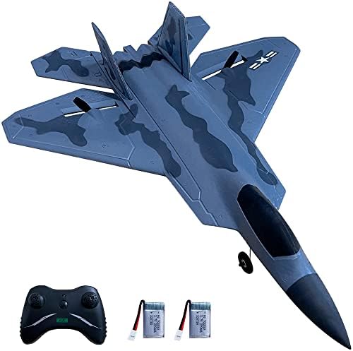 HAWK'S WORK 2 CH RC Airplane, F-22 Plane Ready to Fly, 2.4GHz Remote Control, Easy to Fly RC Glider for Kids & Beginners