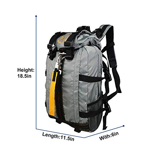 Greencity Hiking Backpack Tactical Bag Large Flight Parachute Pack Water Resistant Lightweight Rucksacks Camping Hunting Climbing Ridding Travelling，Grey #TOP2