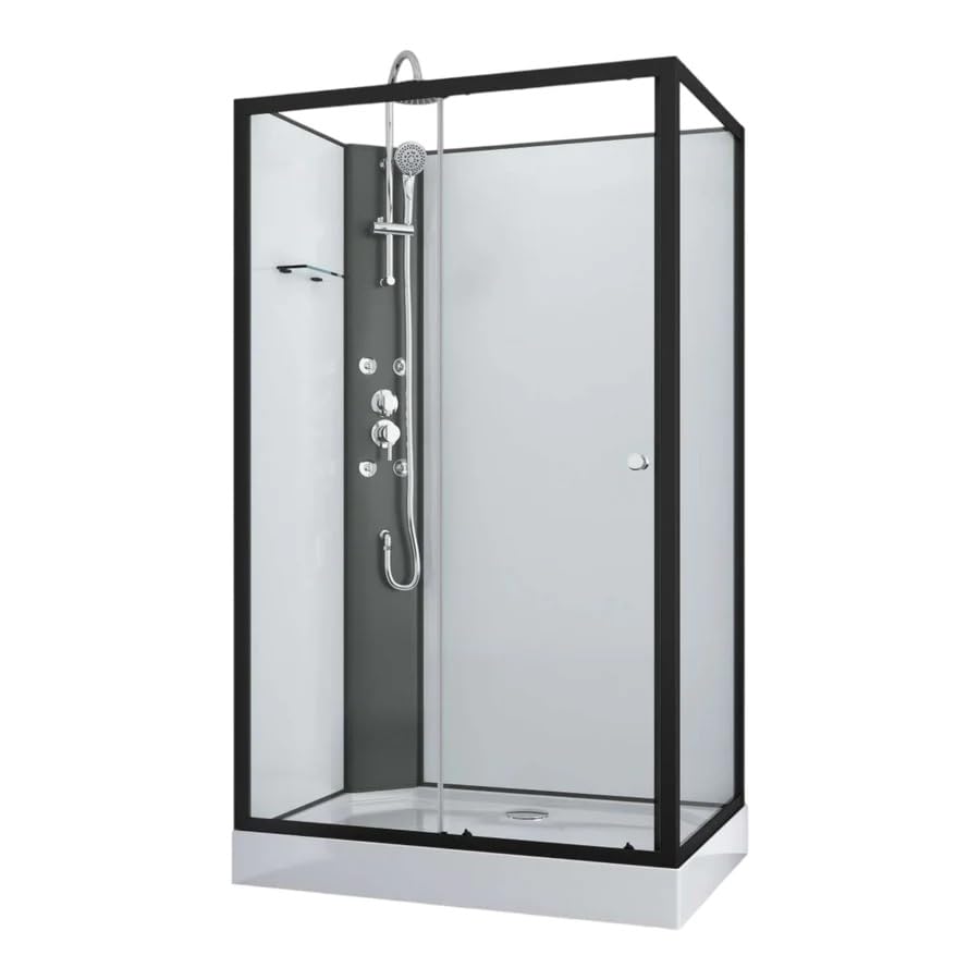 Cabina de ducha completa VIVA 1 negro – 120 x 80 x 225 cm, chorros de masaje, cristal de seguridad, con plato de ducha, cabina de ducha completa