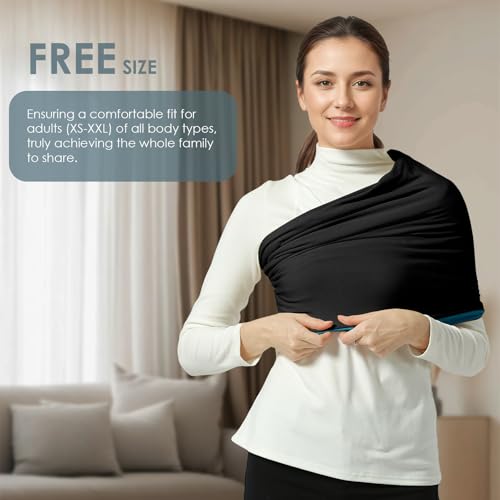 Image of Baby Wrap Carrier, Lightweight Baby Wearing Wraps for Newborn and Infant, Soft Swaddle Holder Carrier, Cozy Baby Sling 7-35 lbs Black+Blue