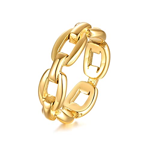 VNOX 18K Gold Plated/Silver Stainless Steel Cuff Link Ring for Women