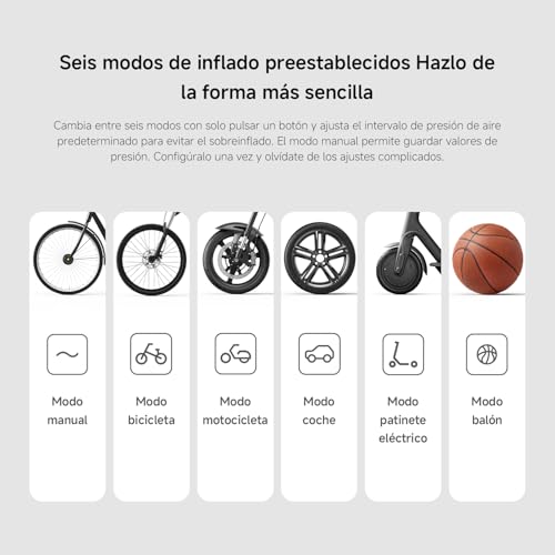 Miniatura 4 de Xiaomi Portable Electric Air Compressor 2 - Compresor de aire portátil (0.2 10.3 bar/3-150 psi, 6 modos, batería de 2000mAh, 14.4Wh, carga USB-C, pantalla LED), negro (Versión ES)