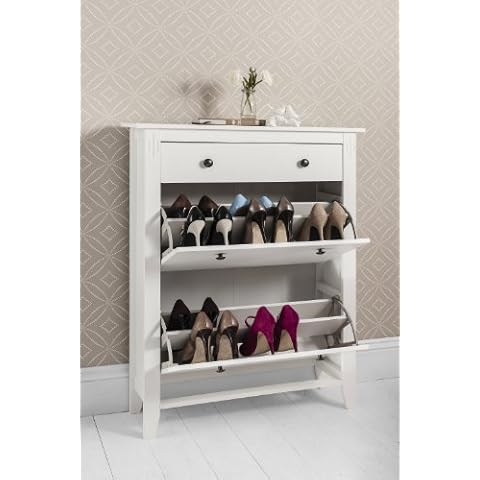 Noa and Nani - Cotswold Deluxe Shoe Storage Cabinet with Drawer - (White) Cover