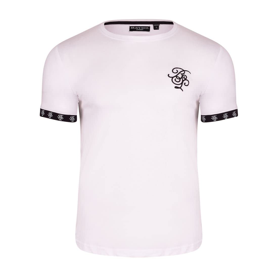 BRAVE SOULMens Crew Neck Short Sleeve T-Shirt Signature Designer Logo Tee Top