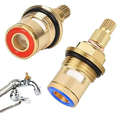 WDDT Brass Ceramic Faucet Valve Core, 2 Pack Replacement Tap Cartridges, Valves Brass Ceramic Stem Disc Cartridge Faucet Valve, Ceramic Tap Valve, for Kitchen Bathroom Faucet Cover