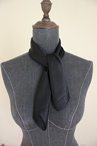 Silk square scarf pure color head scarf blend neckerchief (Black)3