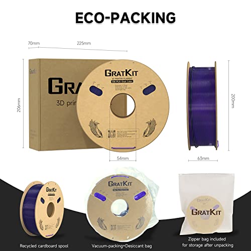 Image of Gratkit Silk Dual Color PLA Filament, Coextrusion PLA Filament 1.75mm, + /-0.03mm, 1KG /Roll, Silk PLA Black & Purple