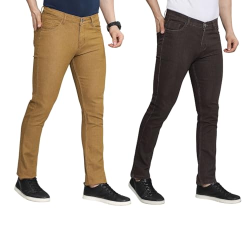 Image of DAIS Men's Stretchable Slim Fit Mid Rise Jeans, Pack of 2, (Combo of 2 Jeans)