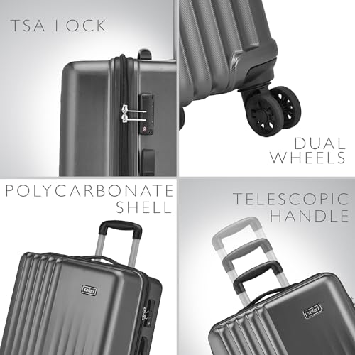 Image of Safari Ryder TSA Lock 8 Wheels 79 Cms Large Check-in Trolley Bag Hard Case Polycarbonate 360 Degree Wheeling System Luggage, Trolley Bags for Travel, Suitcase for Travel, Gun Metal