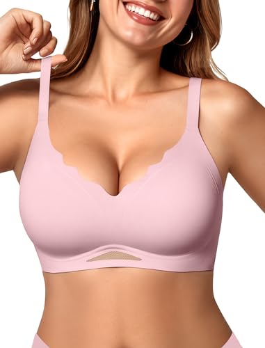 Image of OEAK Womens Wireless Jelly Bras Scalloped Push Up No Underwire Bralette Supportive Tshirt Bra Seamless Comfortable Bras