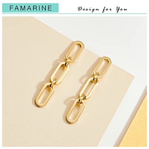 FAMARINE Gold Silver Chain Earrings Drop Dangle Earrings for Women 6
