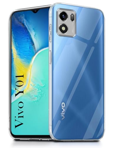 Image of Jkobi Back Cover for Vivo Y01 (Silicone Clear Shockproof Case with Camera Protection | Soft and Flexible | Transparent)