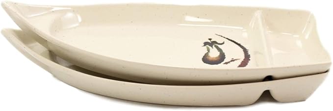 Set de 6 Platos Sushi de Melamina con Compartimento para Salsa miniatura 6