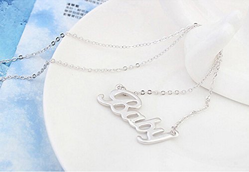 Fashion White Chain Letter Pendant Choker Necklace4