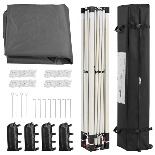 Yaheetech Pop Up Gazebo, 3x3m Instant Foldinng Shelter with Wheeled Bag, 4 Sandbags, 4 Ropes, 12 Stakes, Metal Frame, Adjustable Height, Top Air Vent, Dark Grey - Image 7
