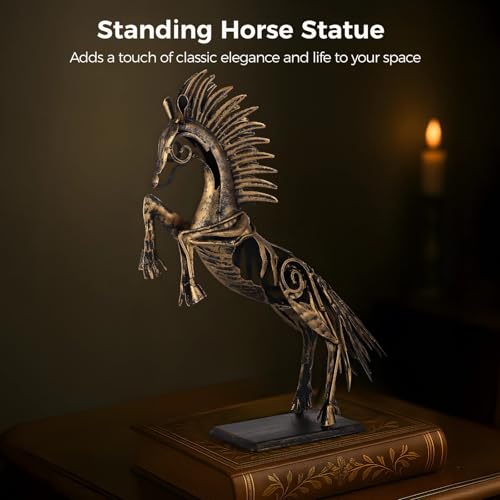 Estatua de Caballo de Metal en Pose de Salto, Decoración miniatura 2