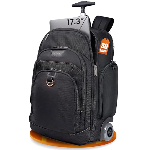 Image of EVERKI Atlas Wheeled 2 Rolling Backpack - Business 30L Travel Backpack with Grey Replaceable Wheels for Professional, RFID-Blocking, Books, Quick-Access Pocket & 13 inch to 17.3 inch Laptops - (EKP122BG-ECO)