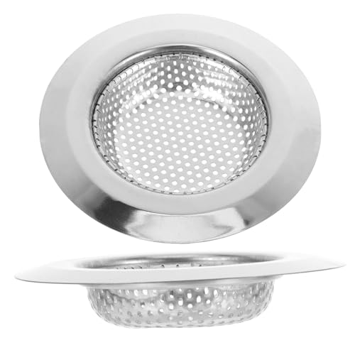 HONITANO 2 pezzi Filtro Lavello Cucina in Acciaio Inox Setaccio Drenante con Smussato per Protezione Mani Sottili e Densi per Drenaggio Rapido e Trattenimento Capelli e Residui Alimentari