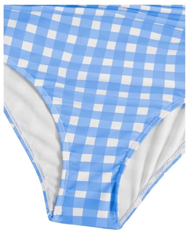 Image of Floerns Girl's Gingham Print Ruched Cut Out Knot Front One Piece Swimsuit