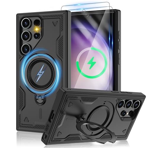 Coque Samsung S23 Ultra MagSafe Noire avec 2 Verres Trempés HD