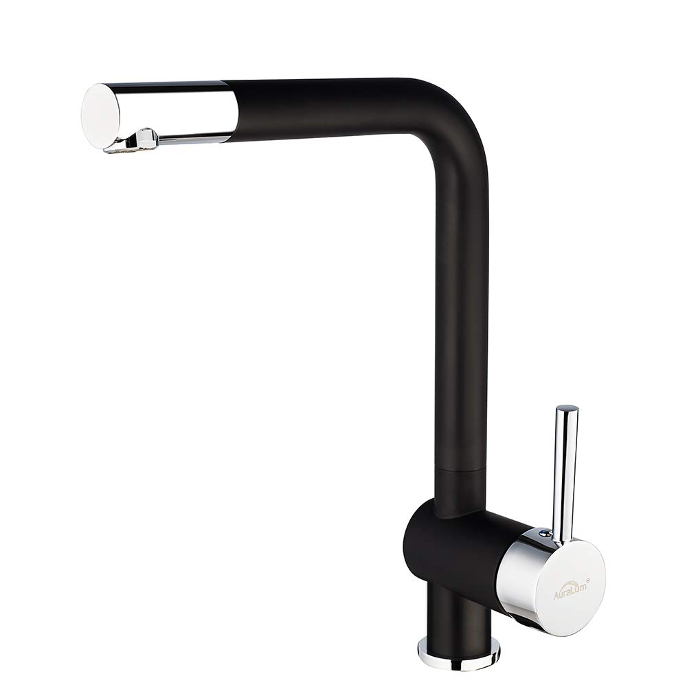AuraLum 360° Rotatable "F" Shape Mixer Tap Black Chrome Single Lever Cold/Warm Kitchen Sink Mixer Tap for Kitchen and Bathroom (Weight: 1828g) Kalamoqyl1010#NVT6653 Copper