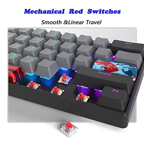 Image of Protable 60% Percent Gaming Keyboard Mechanical, Mini Compact RGB Backlit 61 Keys Wired Office Keyboard with Red Switch for Mac /Win (Dolch /red Switch)