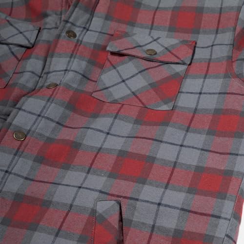 Image of COEVALS CLUB Men's Flannel Shacket Casual Button Snap Sherpa Quilted Lined Premium Jacket Shirts