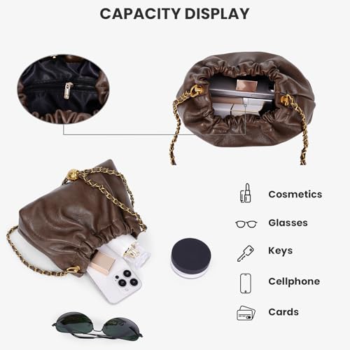 Chain Strap Genuine Leather Hobo Bag - Convertible Shoulder & Crossbody Purse4