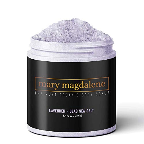 Mary Magdalene Lavender & Dead Sea Salt Body Scrub - 100% Natural, Moisturizing, Sweet Smelling & Organic – 8.4 Fl Oz Premium Exfoliating Body Scrub For Men & Women