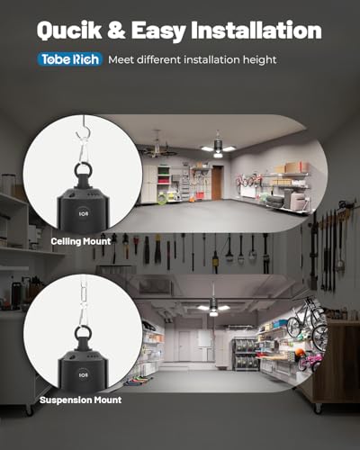 Image of toberich Motion Sensor Garage Light Plug in, 8000LM Shop Light w / 3 Modes, 3 Deformable LED Panels, 6500K Indoor Motion Sensor Light Bulb for Garage, Utility Room, Basement (1 Pack)